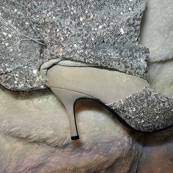 A New Day ABBA Silver Sequin Foldover Boots Size 7 WC (wide calf) NWT - Picture 6 of 9